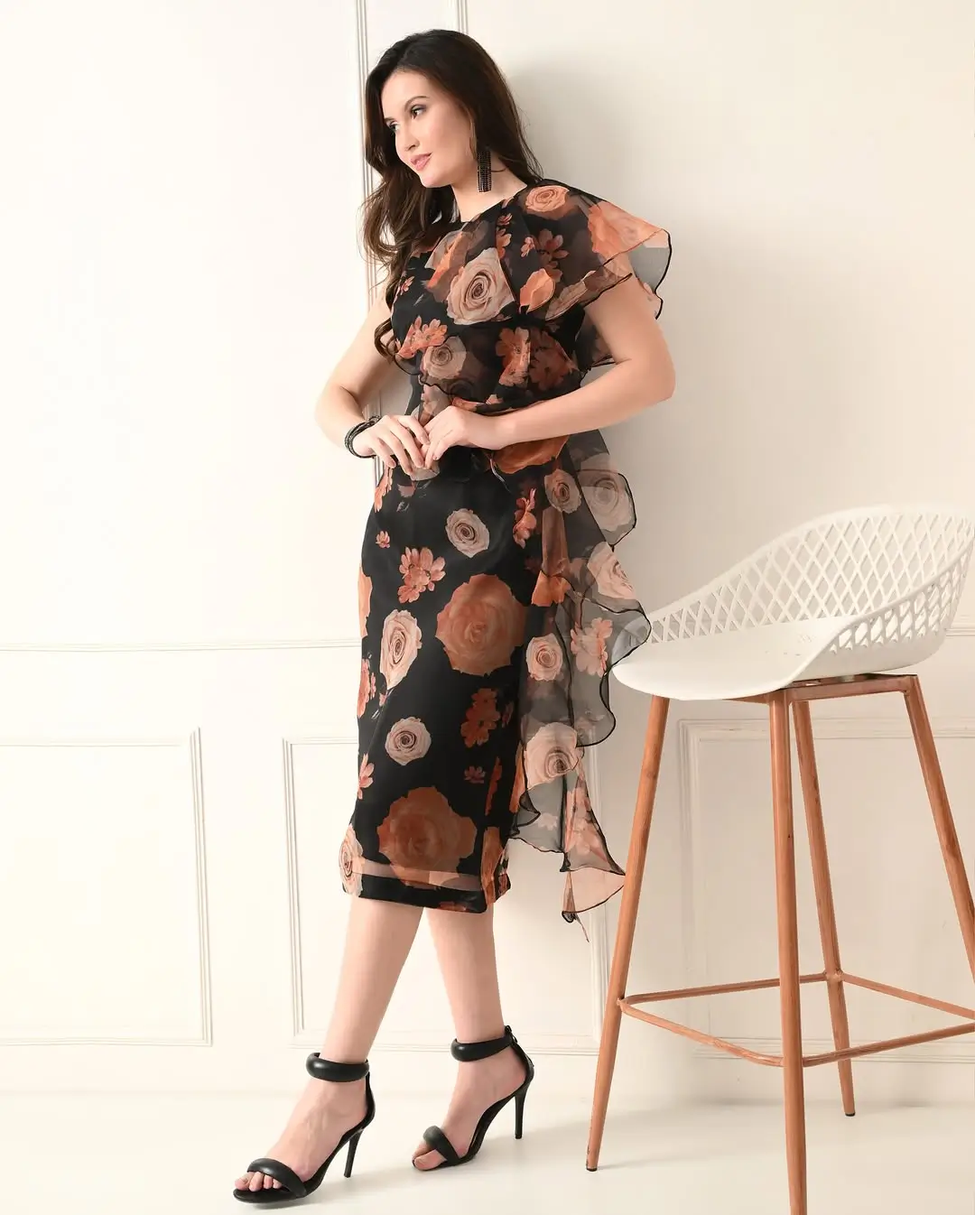 floral summer sleeveless dresses 2026 Bold Black Florals with Sheer Drama