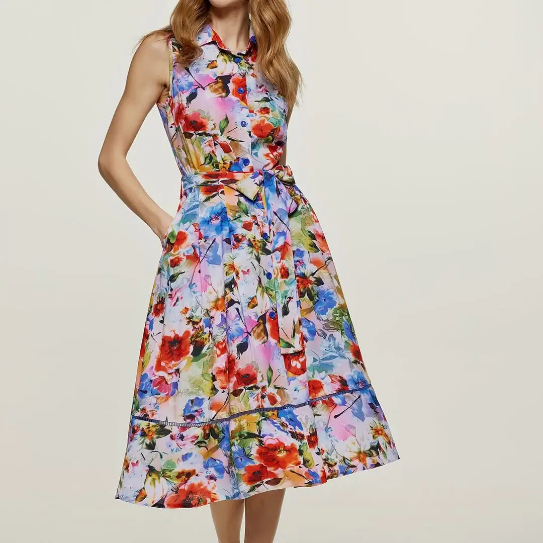 floral summer sleeveless dresses 2026 Color Explosion with Feminine Structure