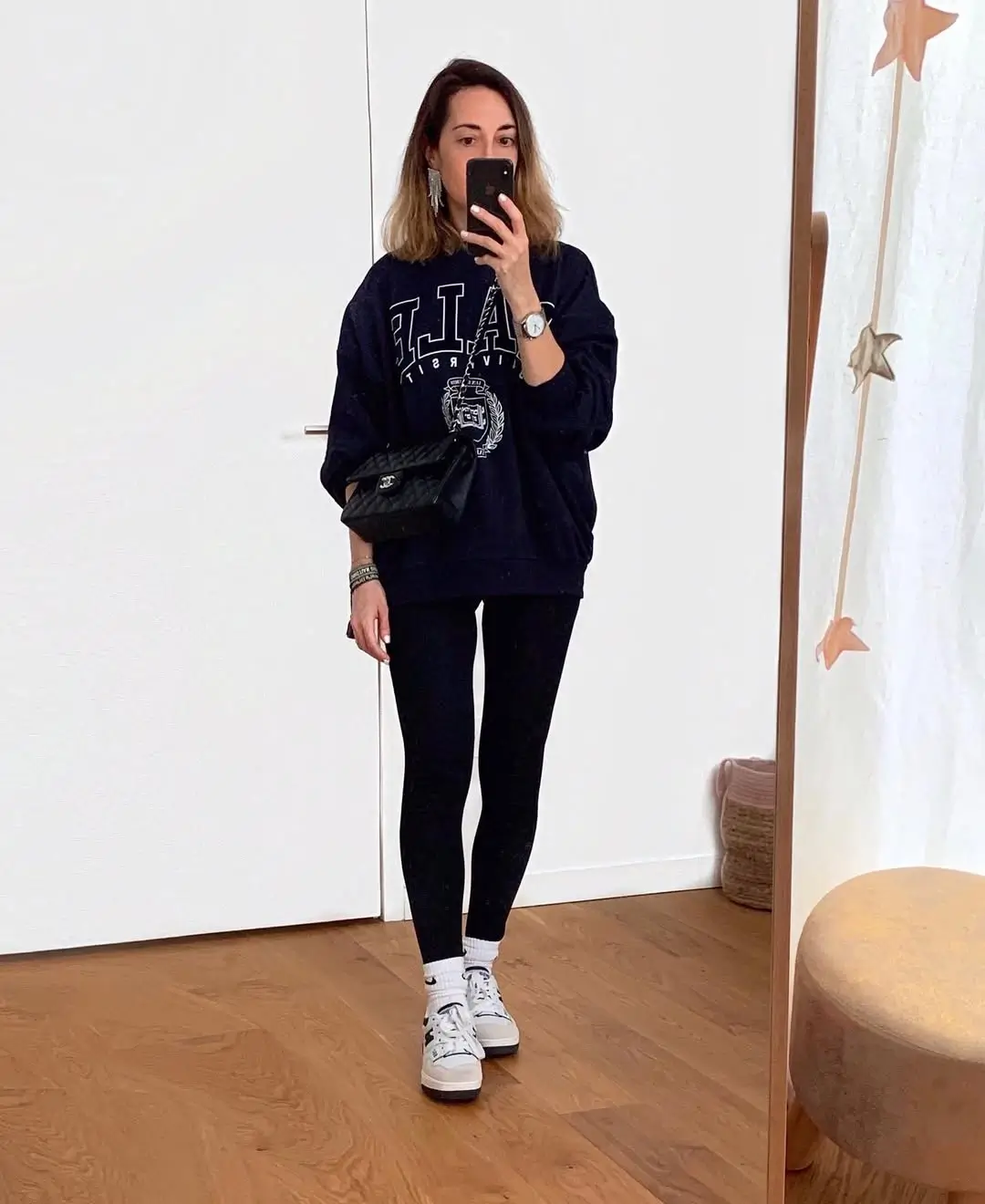 sporty legging outfits summer 2026 Oversized Sweatshirt and Minimal Leggings Combo