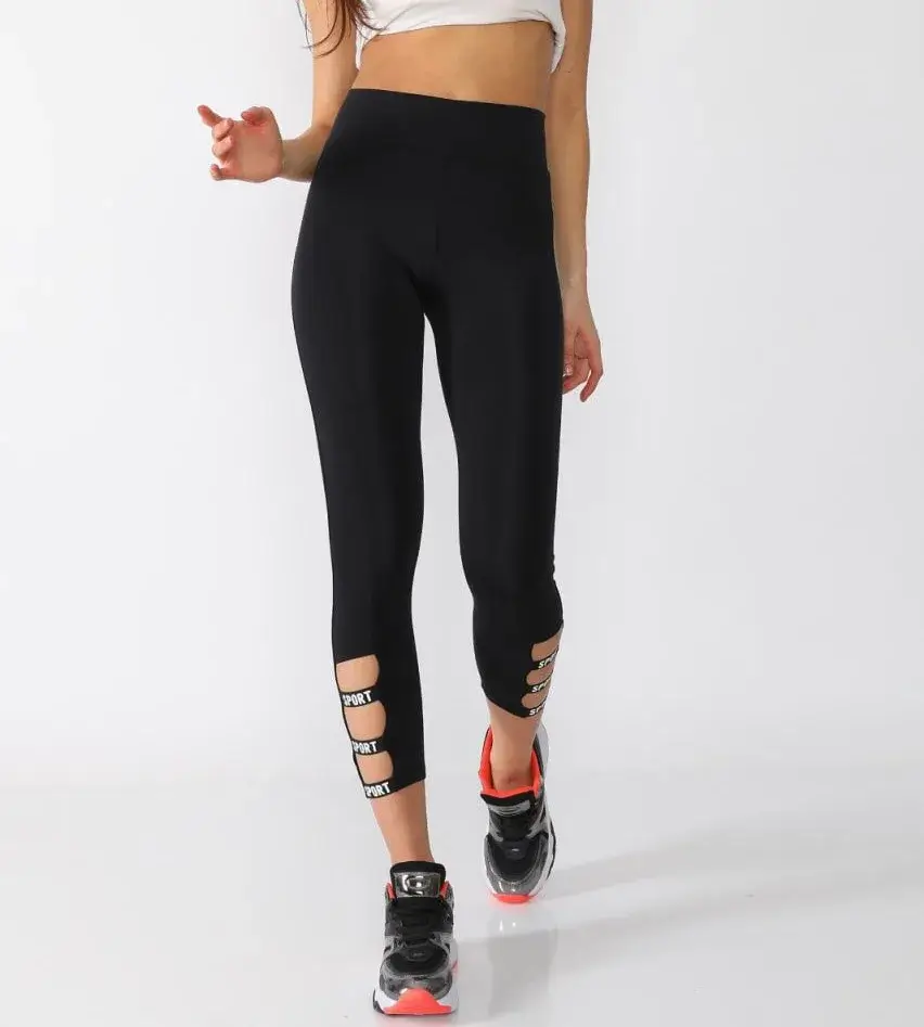 sporty legging outfits summer 2026 Sleek Black Leggings with Cutout Attitude