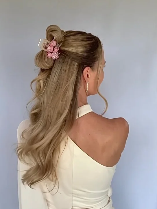 best summer easy hairstyle 2026 Half-Up Claw Clip Twist