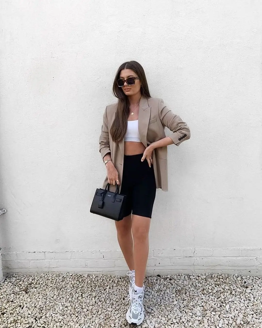 biker shorts outfits summer 2026 Tailored Ease: When Biker Shorts Meet Blazers