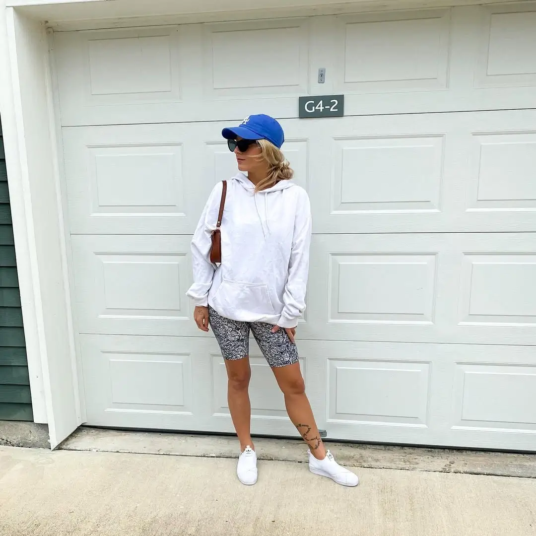 biker shorts outfits summer 2026 Sporty Layers: Classic Hoodie Energy