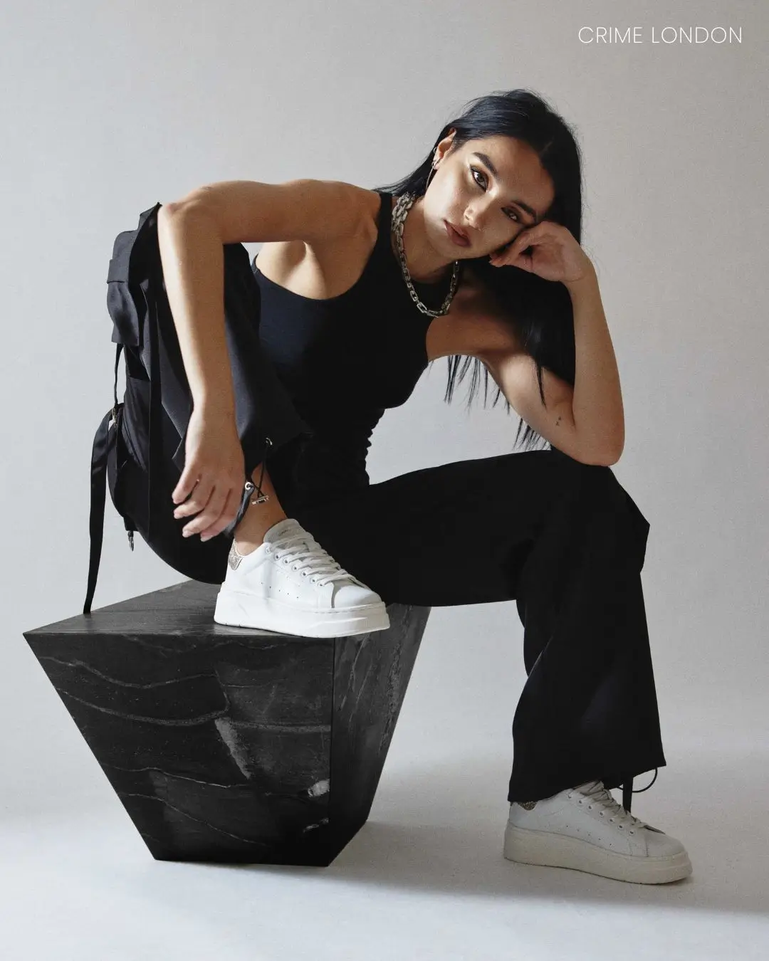 casual friday summer outfits with sneakers 2026 Minimal Black with Crisp White Sneakers