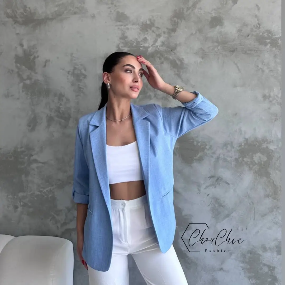 casual summer blazer outfits 2026 Cool Blue Layers That Beat the Heat