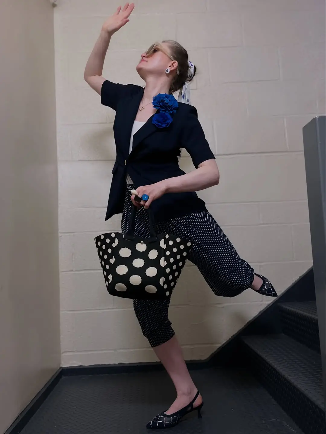 casual summer blazer outfits 2026 Playful Polka Dots and a Sharp Navy Statement