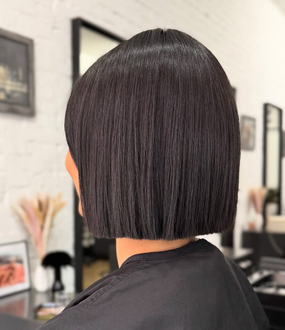 summer bob haircut 2026 Precision Jet Black Bob with Mirror Shine