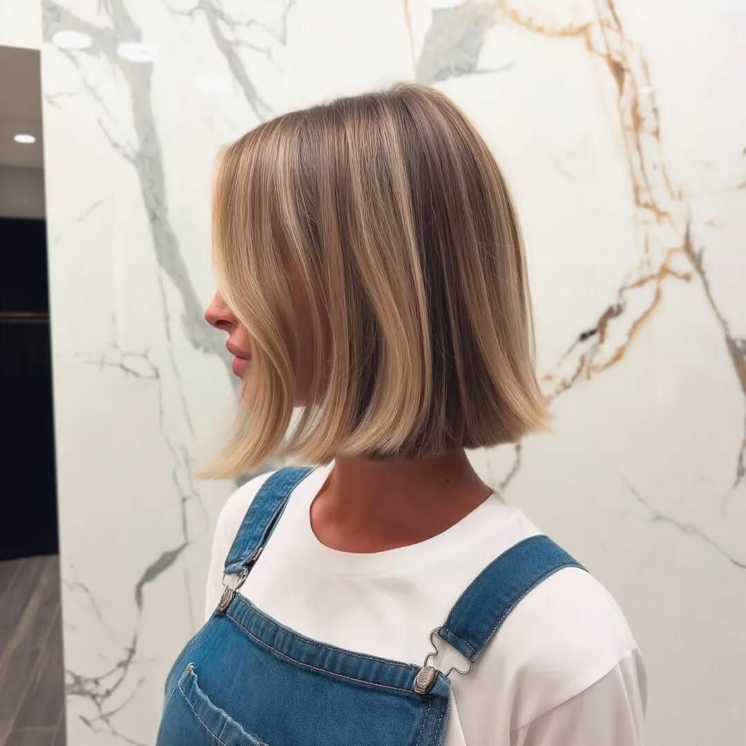 summer bob haircut 2026 Blunt Blonde Bob with Minimal Layers