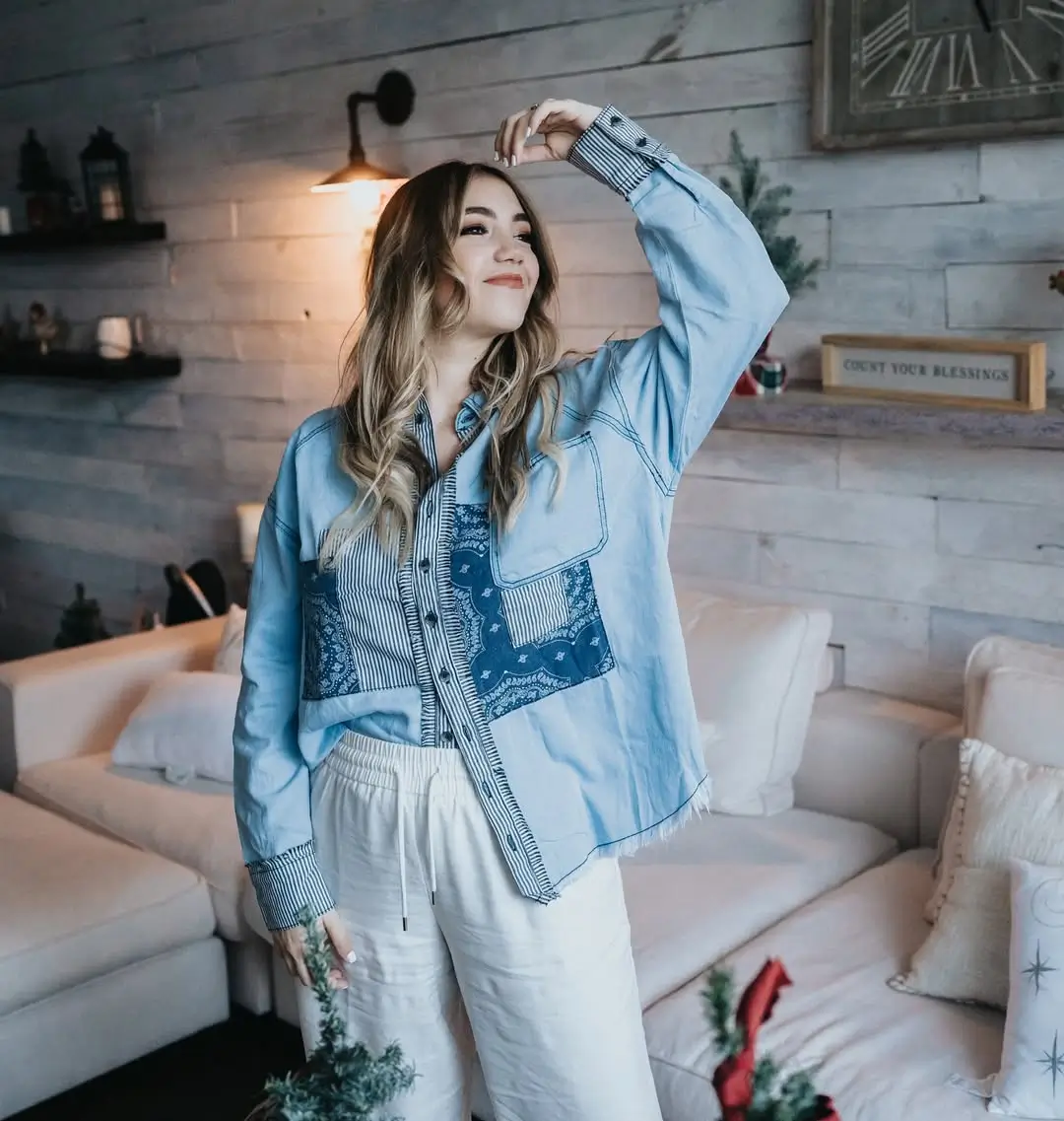 cute boho summer outfits 2026 Patchwork Blues and Laid-Back Comfort