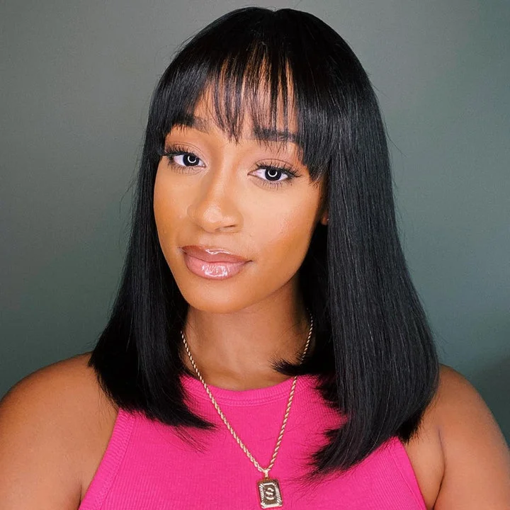 cute summer hairstyle black women 2026 Sleek Blunt Bob with Soft Wispy Bangs