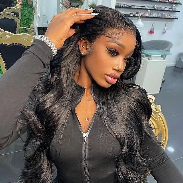 cute summer hairstyle black women 2026 Polished Jet Black Waves with Sculpted Edges