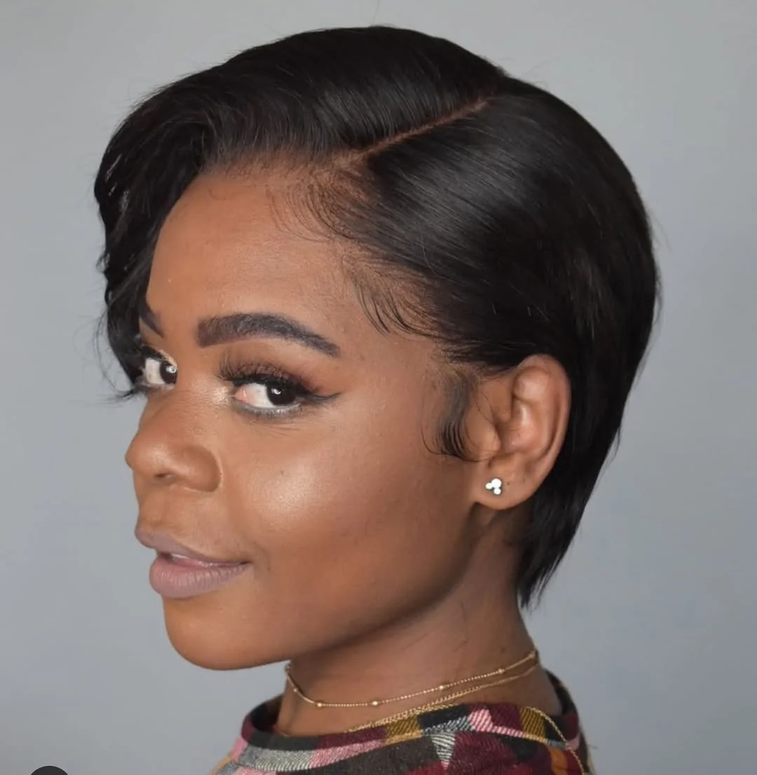cute summer hairstyle black women 2026 Classic Sleek Pixie with Side Sweep