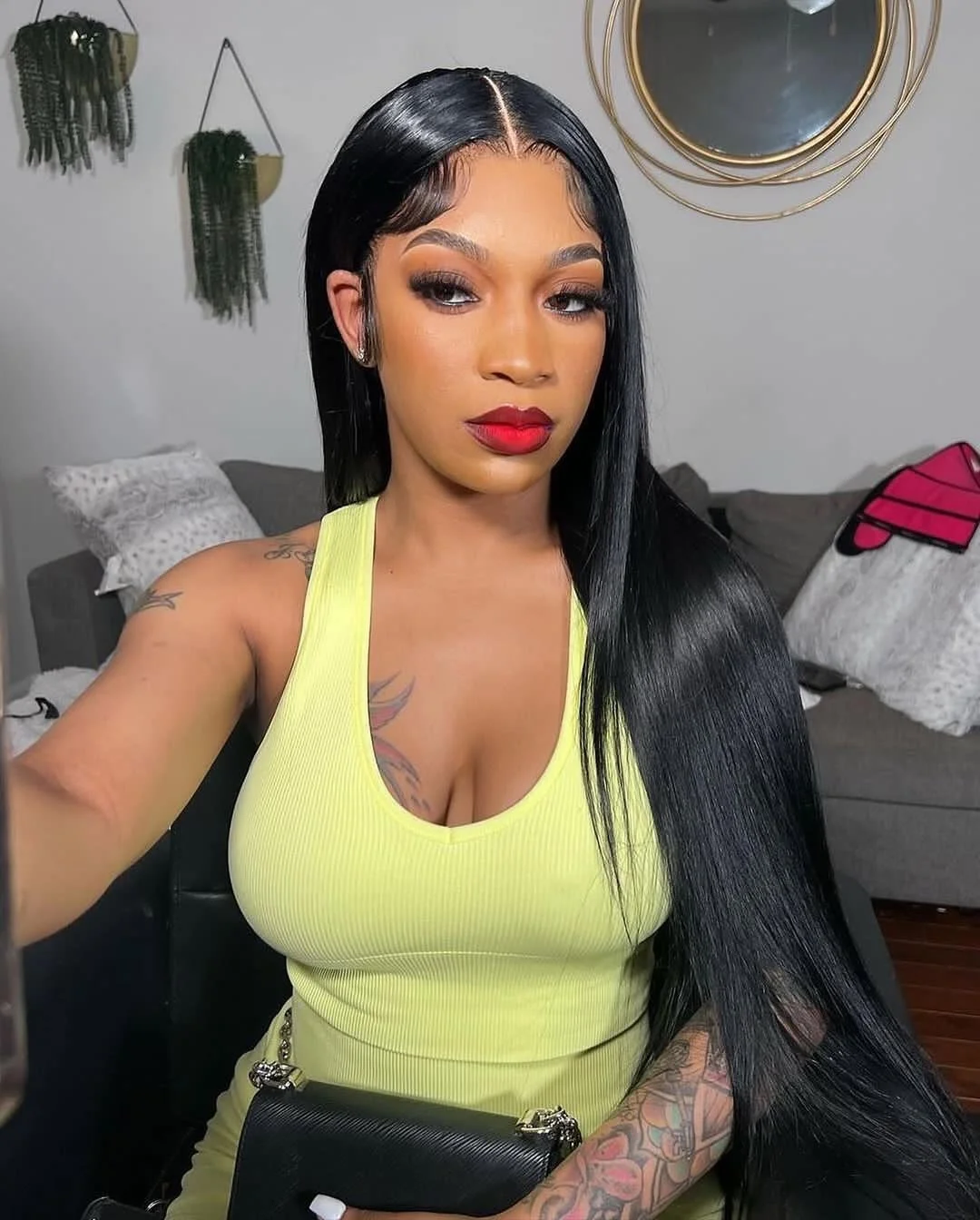 cute summer hairstyle black women 2026 Ultra-Sleek Waist-Length Straight with Middle Part