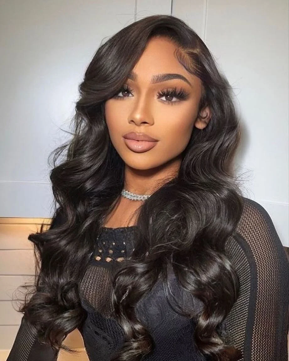cute summer hairstyle black women 2026 Soft Voluminous Glam Waves with Side Flow
