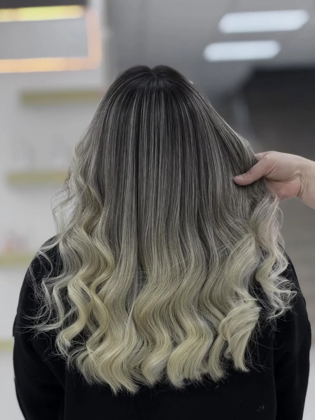 dimensional summer ombre hair color 2026 Cool smoky ombre with icy blonde ends