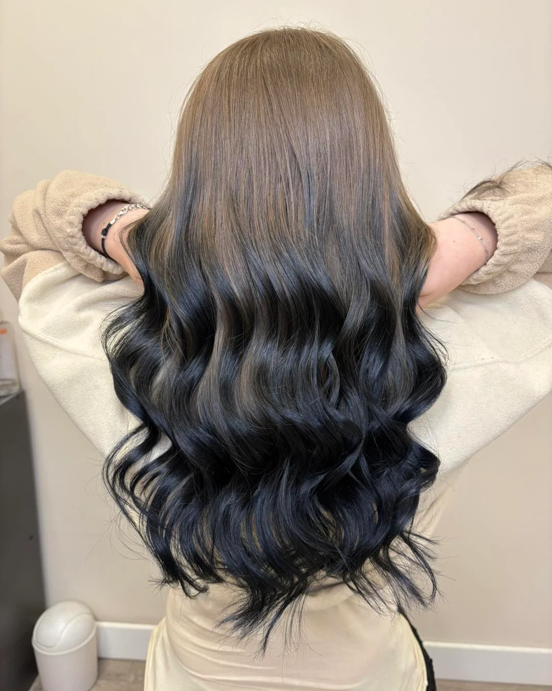 dimensional summer ombre hair color 2026 Muted brown to black ombre with soft contrast