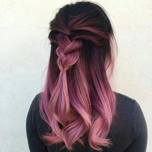 dimensional summer ombre hair color 2026 Romantic pink ombre with braided accent