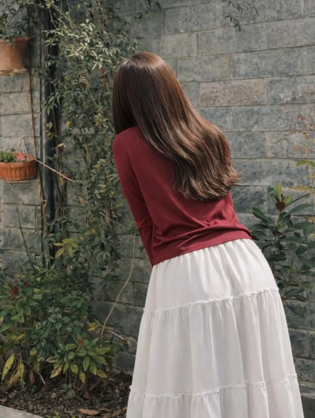 flowy summer skirt outfits 2026 Soft Contrast with Cream and Deep Red Tones