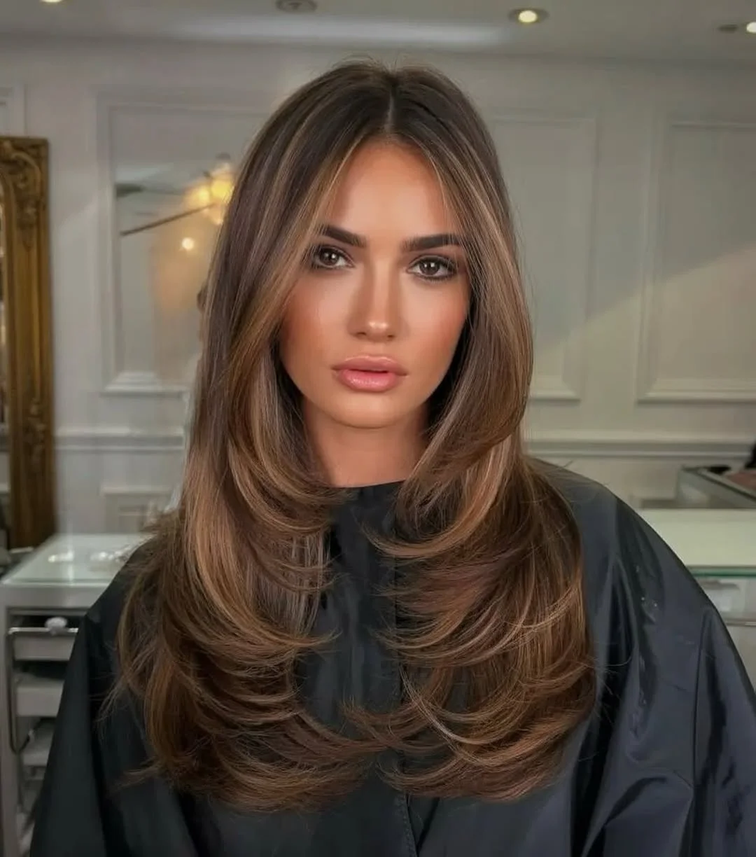 gorgeous summer haircut for round face 2026 Soft Blowout Layers with Sculpted Mid Length Volume
