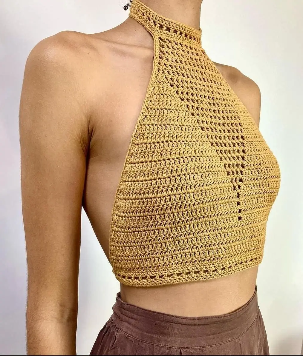 halter summer crop top outfits 2026 Earthy Crochet Halter for Natural Summer Minimalism