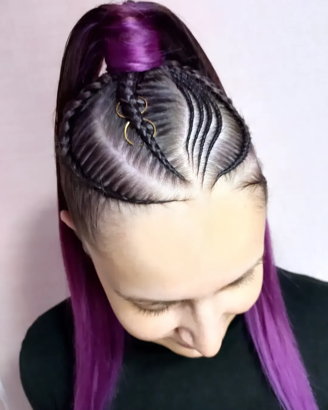 sassy summer short hairstyles 2026 Graphic Braided Ponytail with Bold Color Contrast