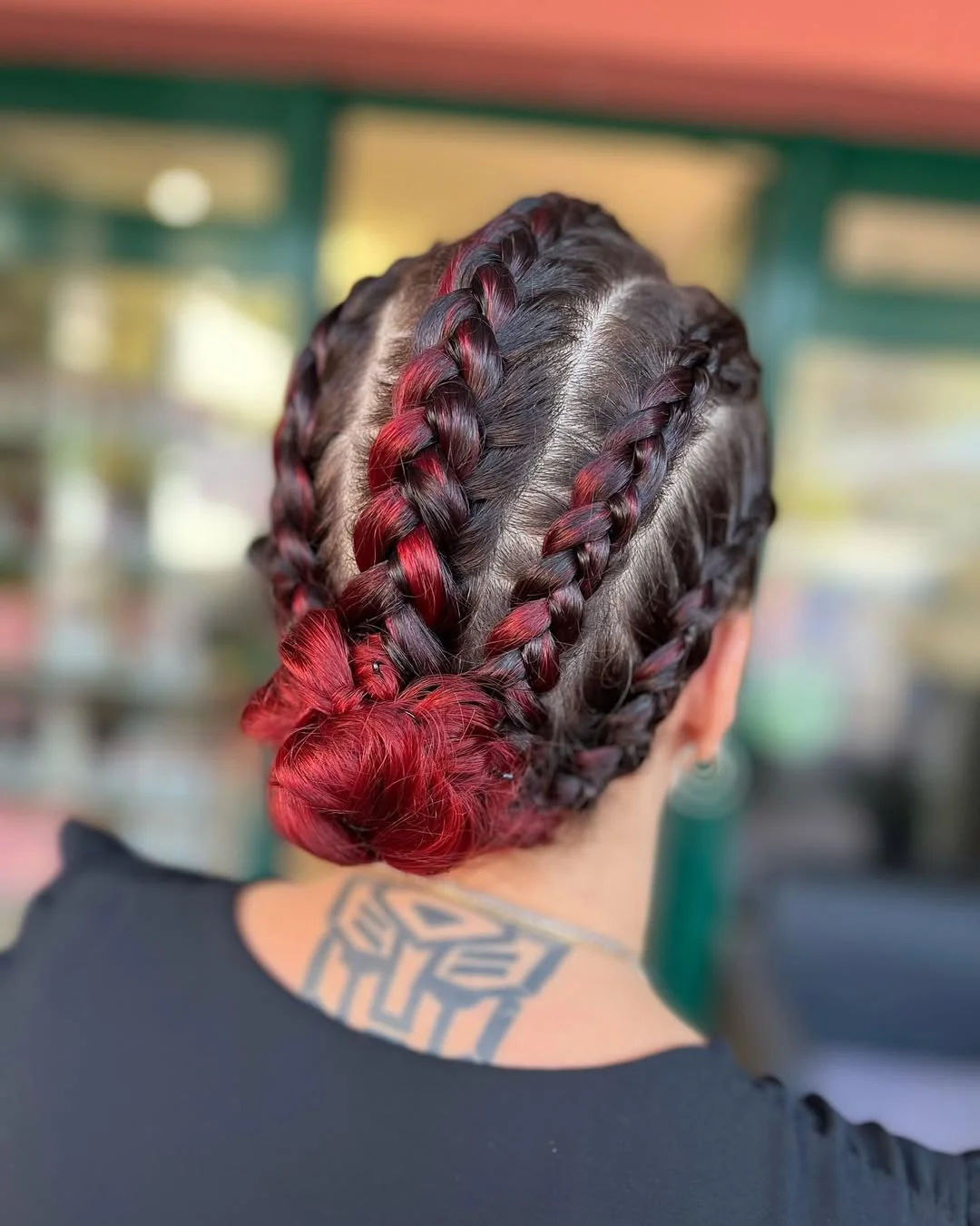 sassy summer short hairstyles 2026 Double Dutch Braids with Deep Red Accents