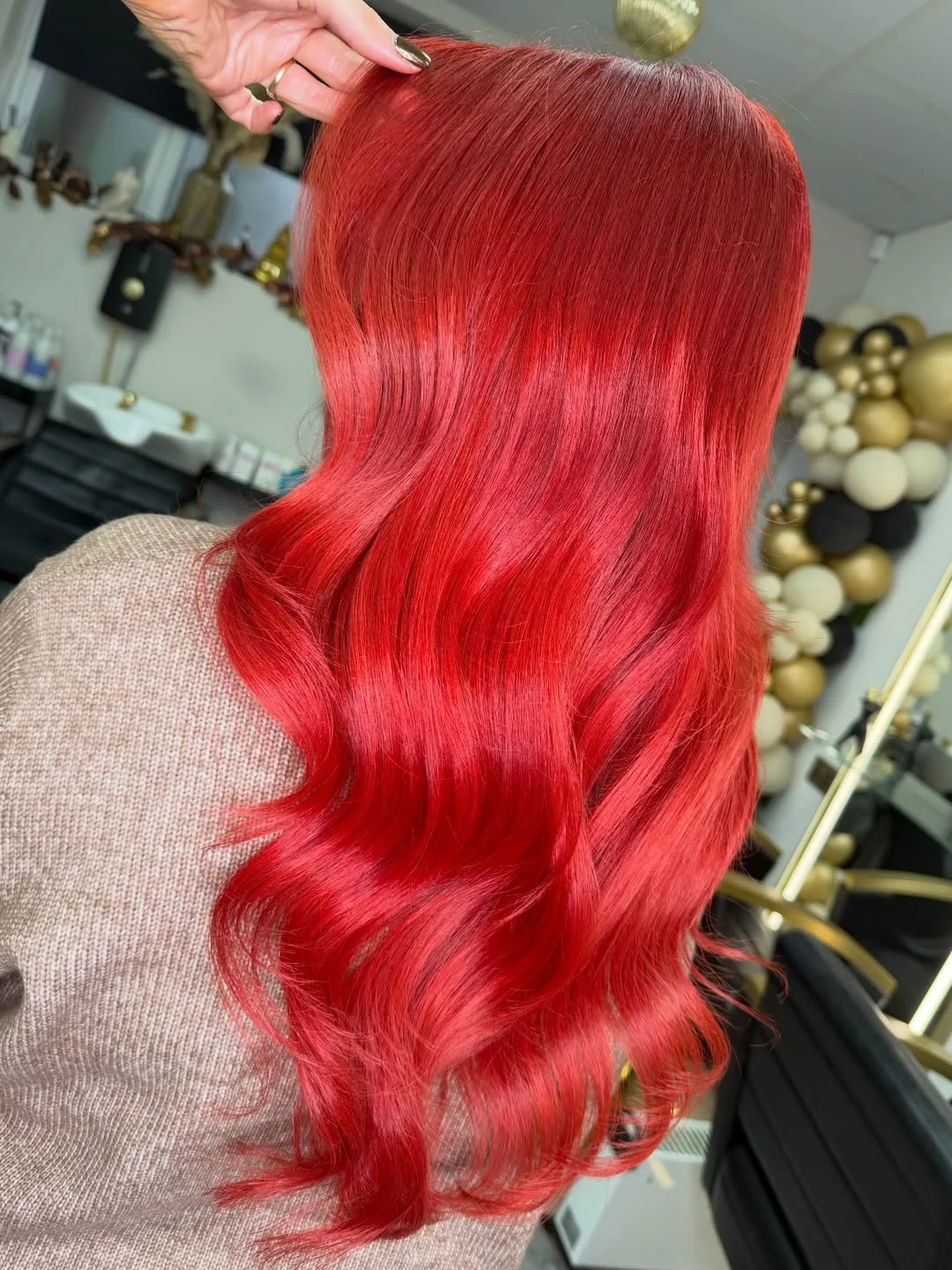 soft summer red hair color 2026 Soft Coral Red with Glossy Flow