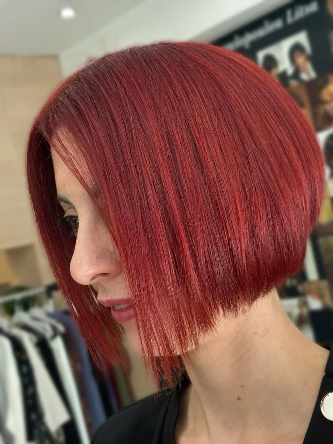 soft summer red hair color 2026 Soft Copper Red Bob with Clean Edge