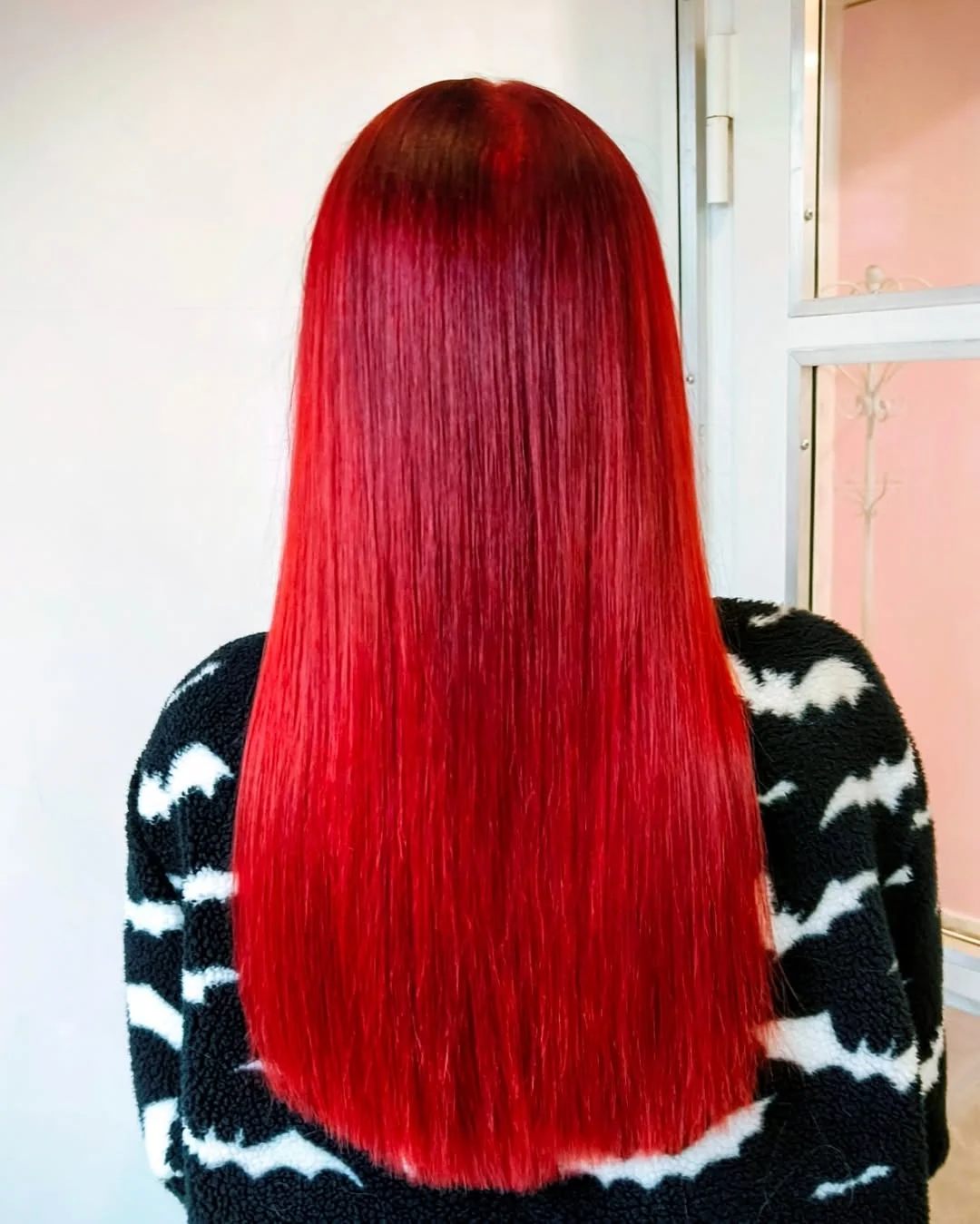 soft summer red hair color 2026 Bright Statement Red with Sleek Length