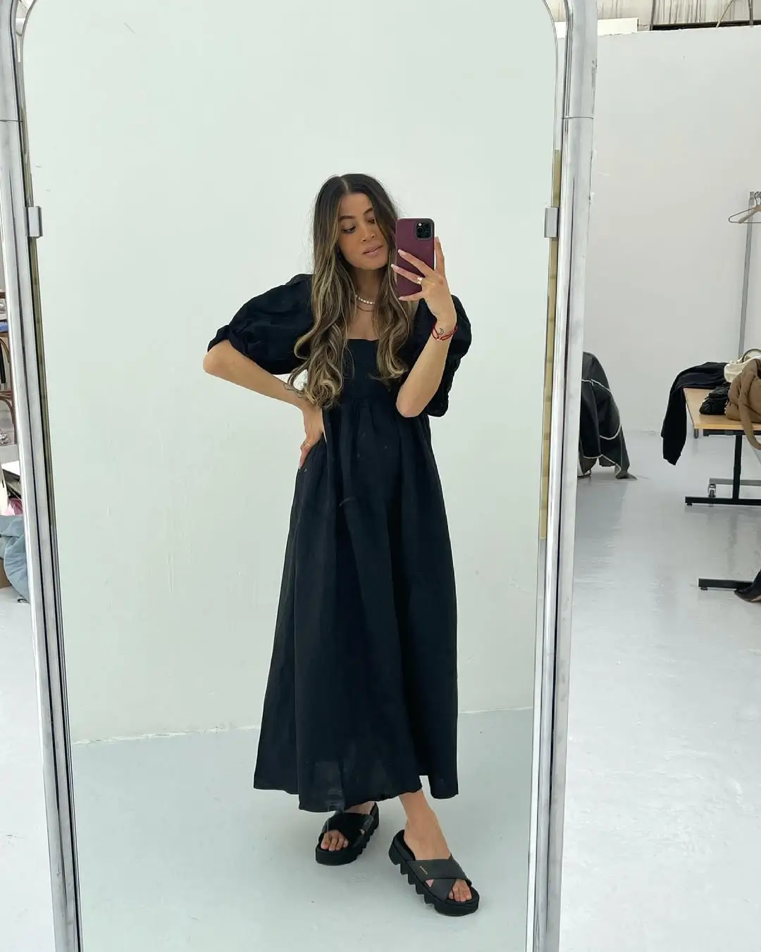 summer flowy maxi dresses 2026 Soft Volume and Bare Simplicity The Black Puff Sleeve Statement