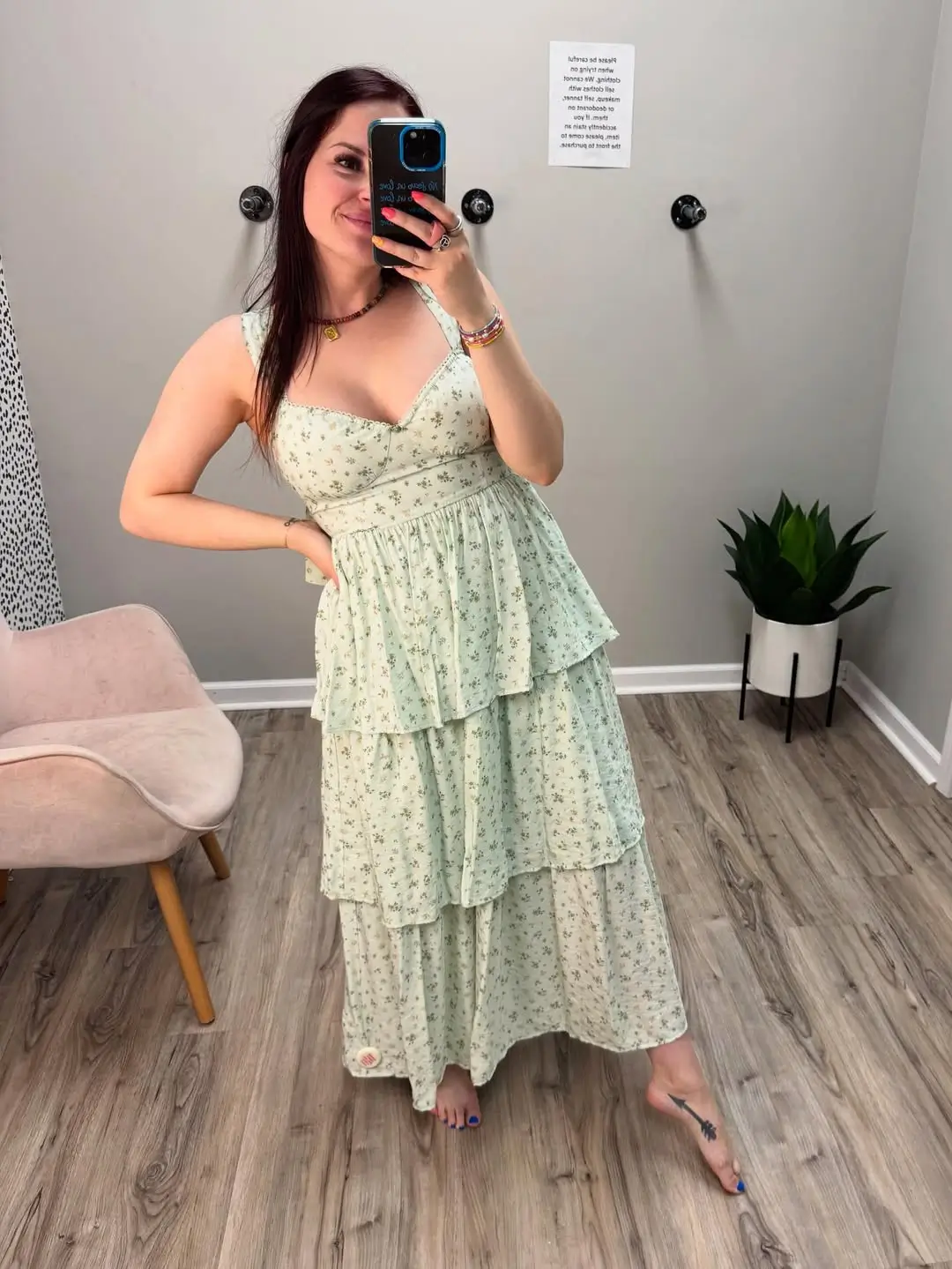 summer flowy maxi dresses 2026 Soft Green Layers The Delicate Tiered Floral Maxi