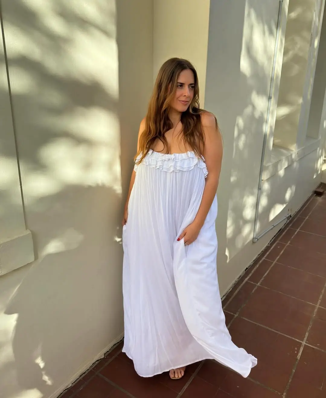 summer flowy maxi dresses 2026 Pure Ease The Relaxed Strapless White Maxi