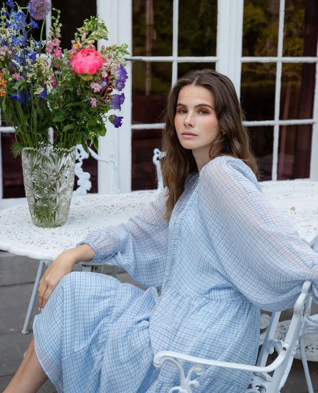 summer flowy maxi dresses 2026 Airy Comfort The Long Sleeve Relaxed Blue Maxi