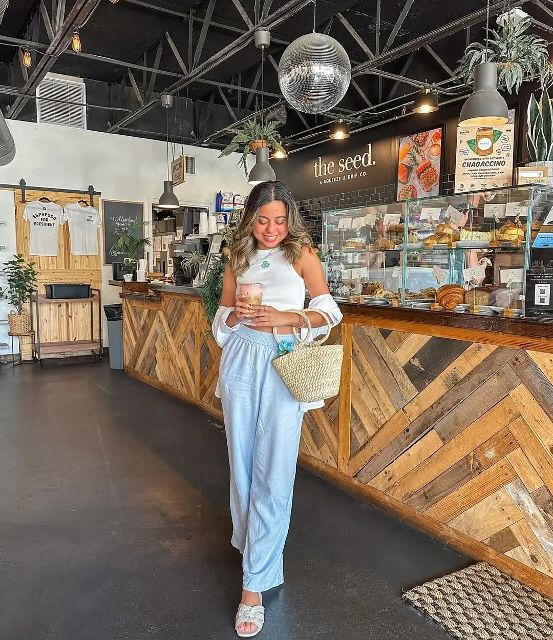 summer linen outfits 2026 Soft Blue Linen Pants & That Relaxed Coffee Date Aesthetic