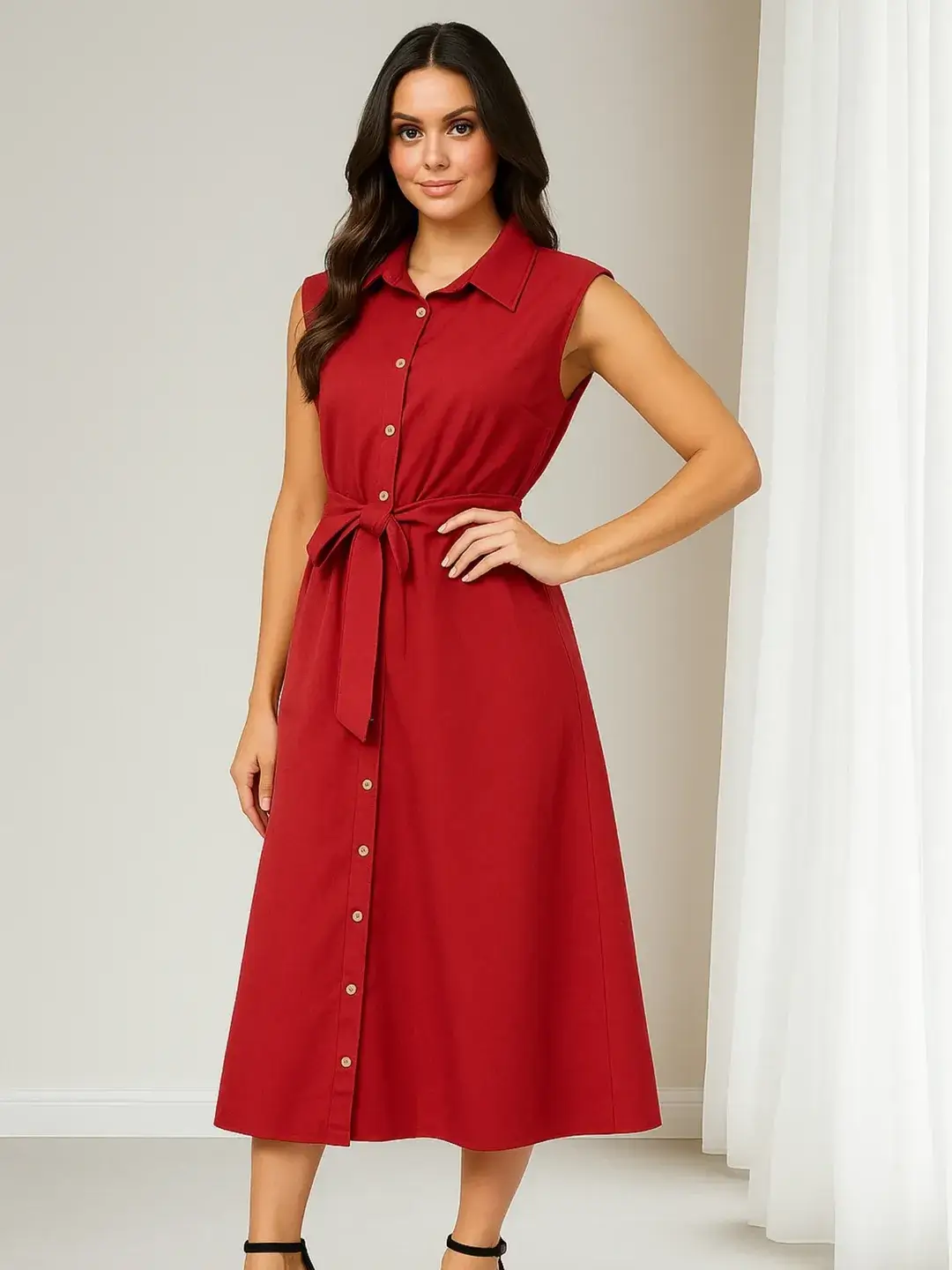 summer sleeveless dresses 2026 Red Shirt Dress Energy Structured Bold Unapologetic