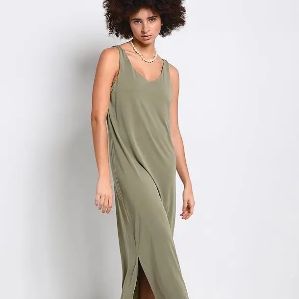 summer sleeveless dresses 2026 Muted Olive Flow That Effortless Off Duty Energy