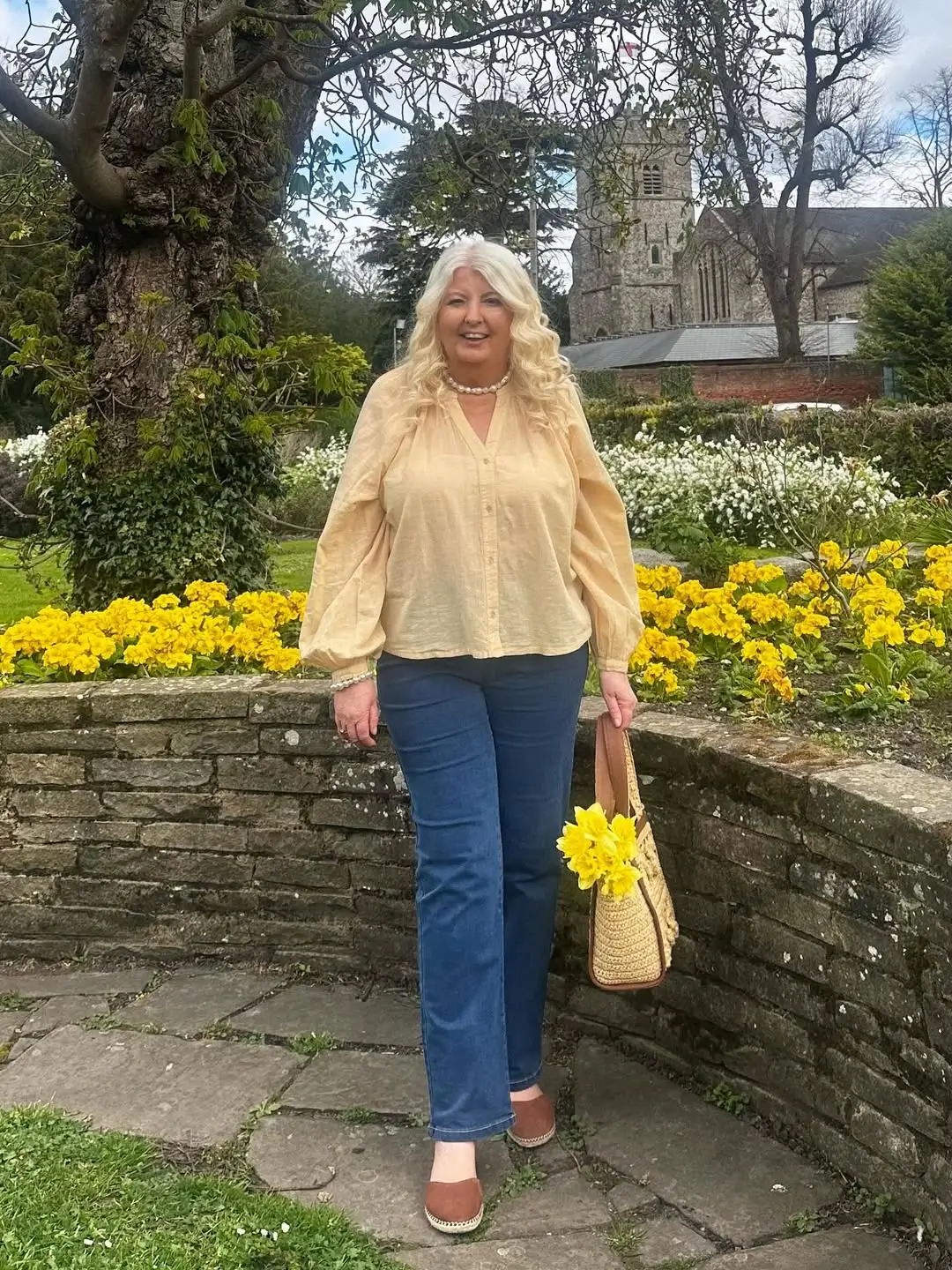 trendy midsize outfits summer 2026 Soft Yellow Blouse and Denim That Feels Like a Slow Morning