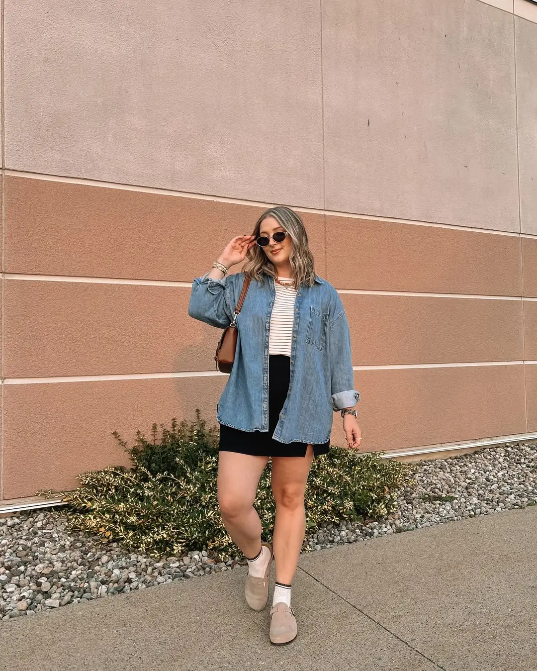 trendy midsize outfits summer 2026 Denim Layers with a Playful Mini Twist