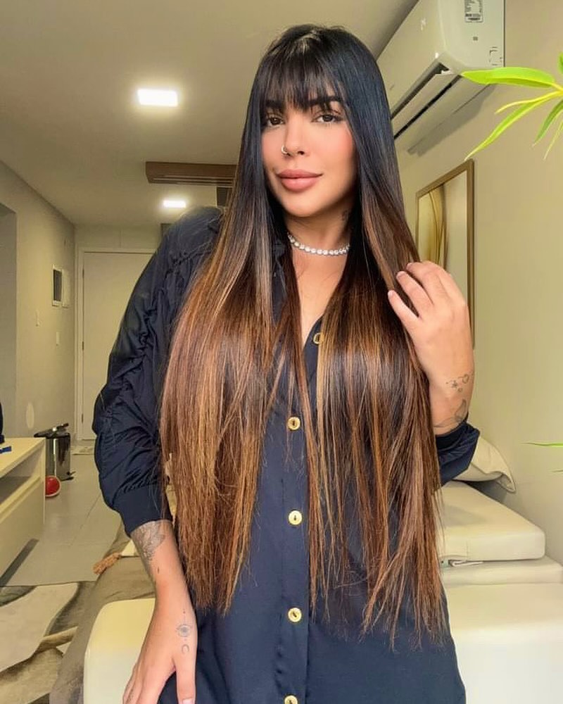 trendy summer hair color ideas for brunettes 2026 Extra Long Brunette Ombre with Honey Melt Ends