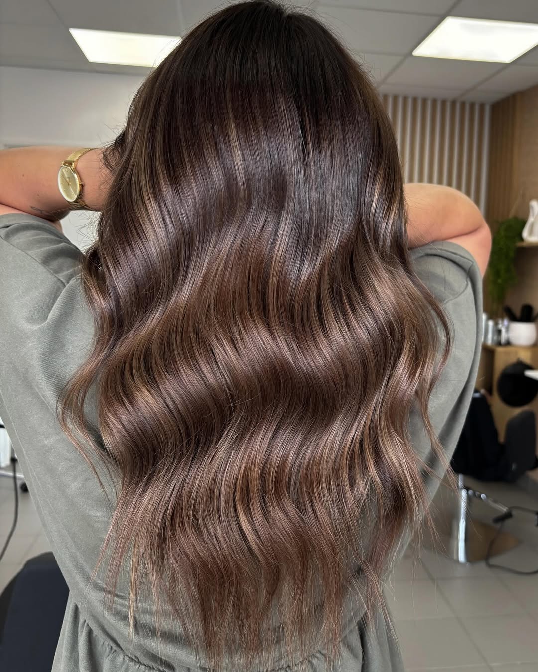 trendy summer hair color ideas for brunettes 2026 Smoky Mocha Waves with Soft Balayage Blend