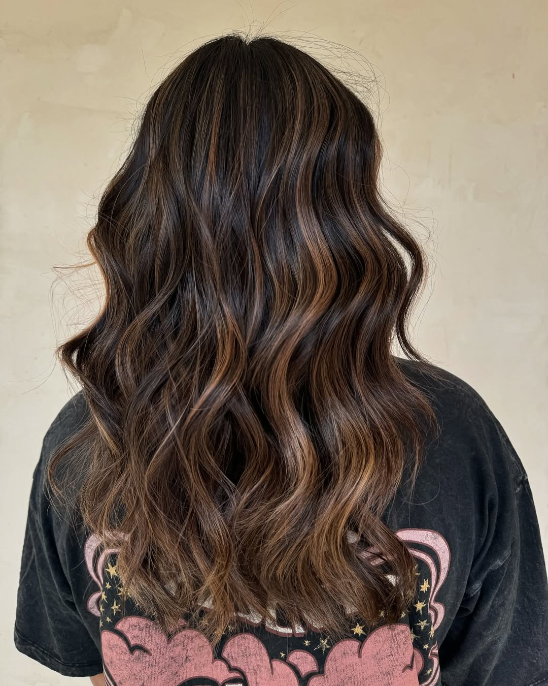 trendy summer hair color ideas for brunettes 2026 Chocolate Waves with Caramel Ribbons