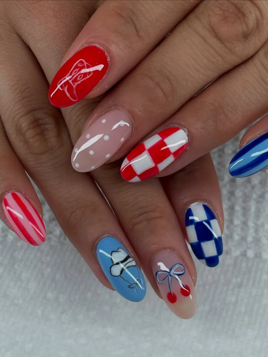 4th of july nails 2026 Retro Picnic and Americana Mix-and-Match Nails