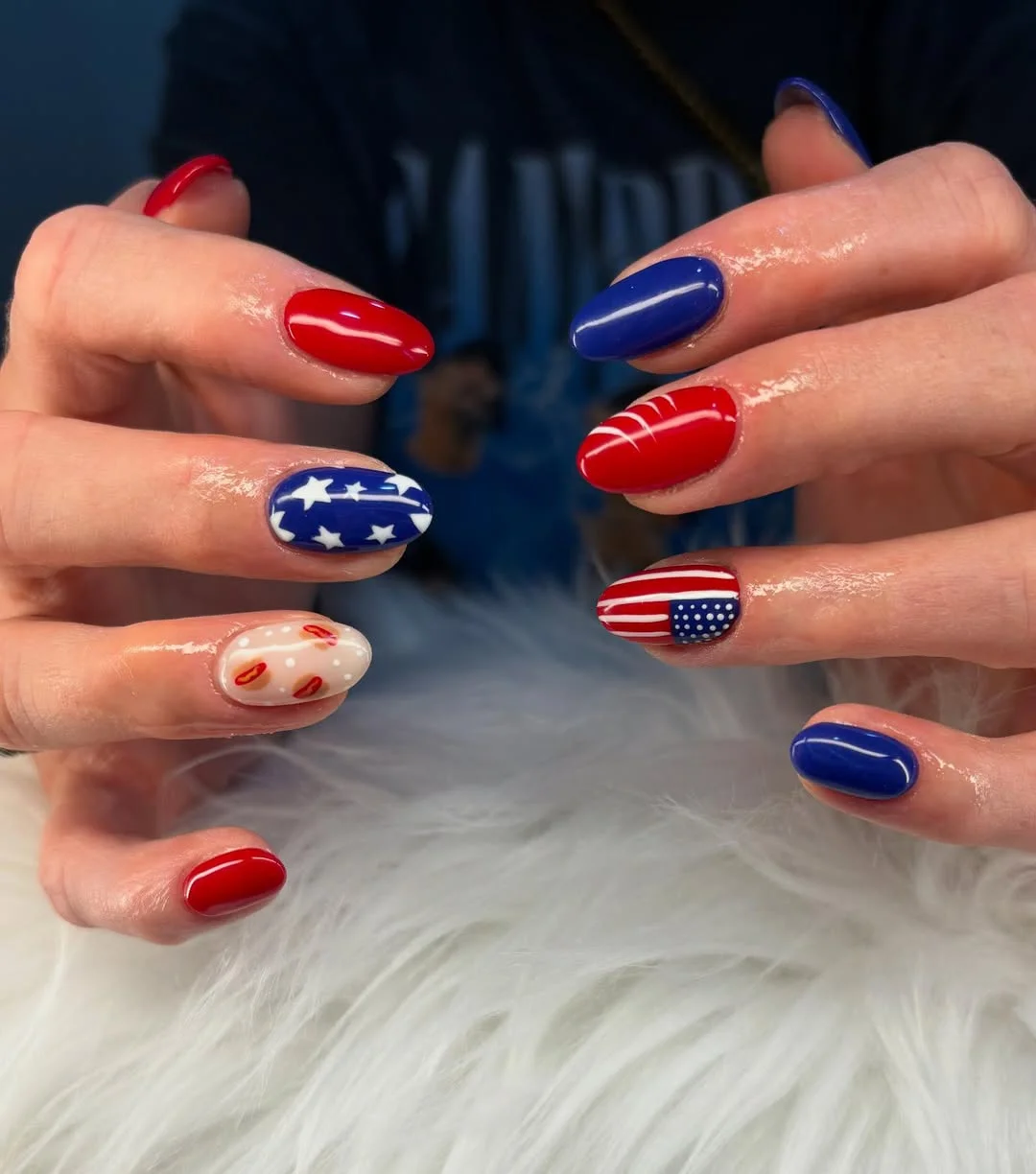4th of july nails 2026 Classic Americana Mix with Stars and Flag Accents