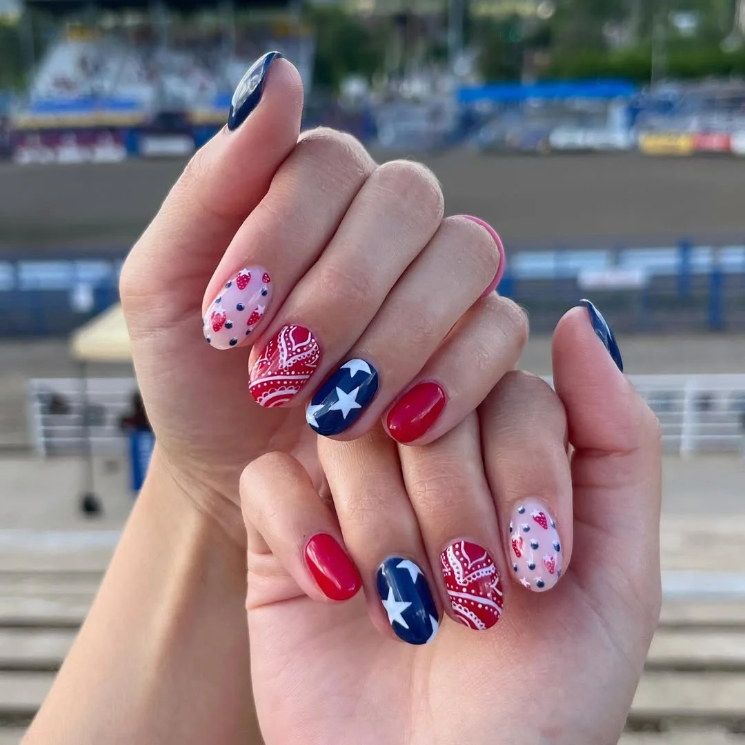 4th of july nails 2026 Western Bandana and Star Statement Nails