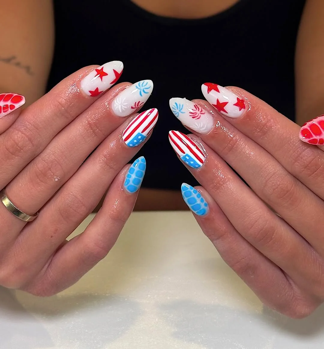 4th of july nails 2026 Fireworks and Patriotic Pop Art Nails