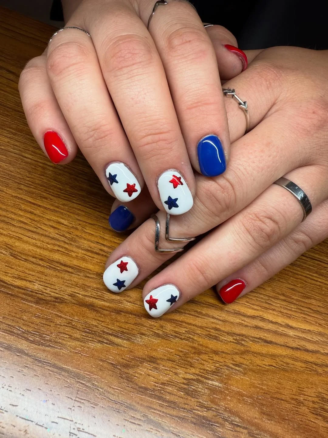 4th of july nails 2026 Classic Star-Spangled Short Nails