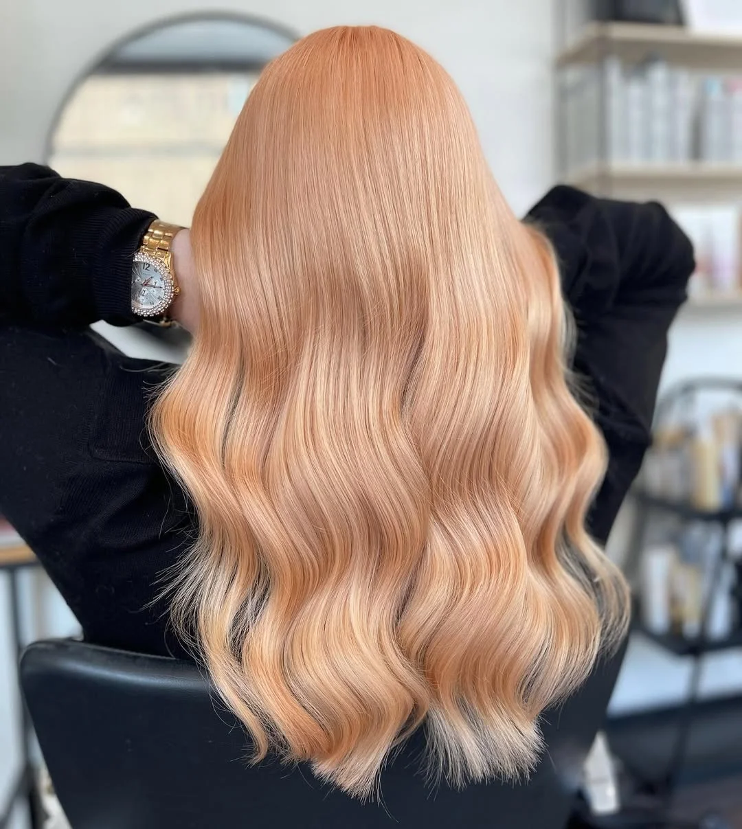 bright summer apricot blonde hair color 2026 Golden Apricot Silk Hair with Creamy Butter Blonde Ends