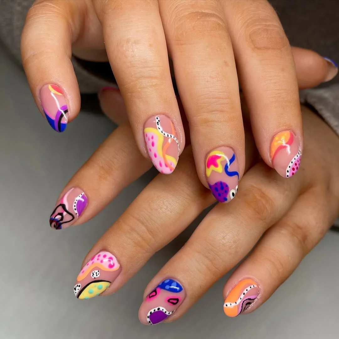 bright summer nails 2026 Abstract Pop Art Nails Bursting With Personality