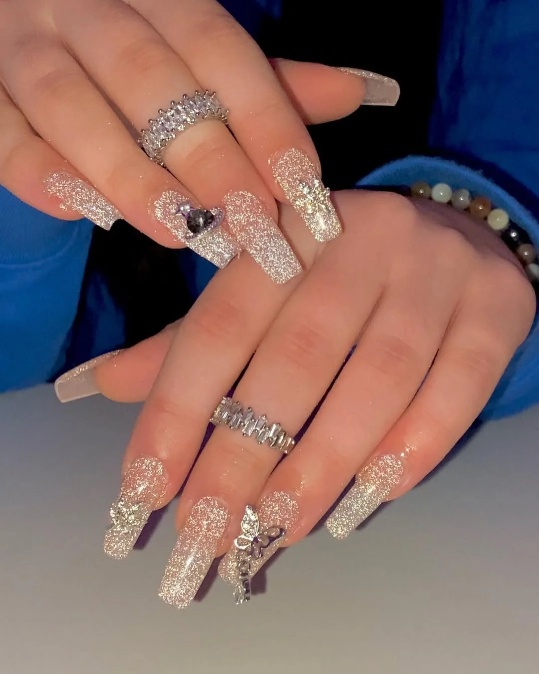 bright summer nails 2026 Crystal-Covered Glamour for Summer Nights