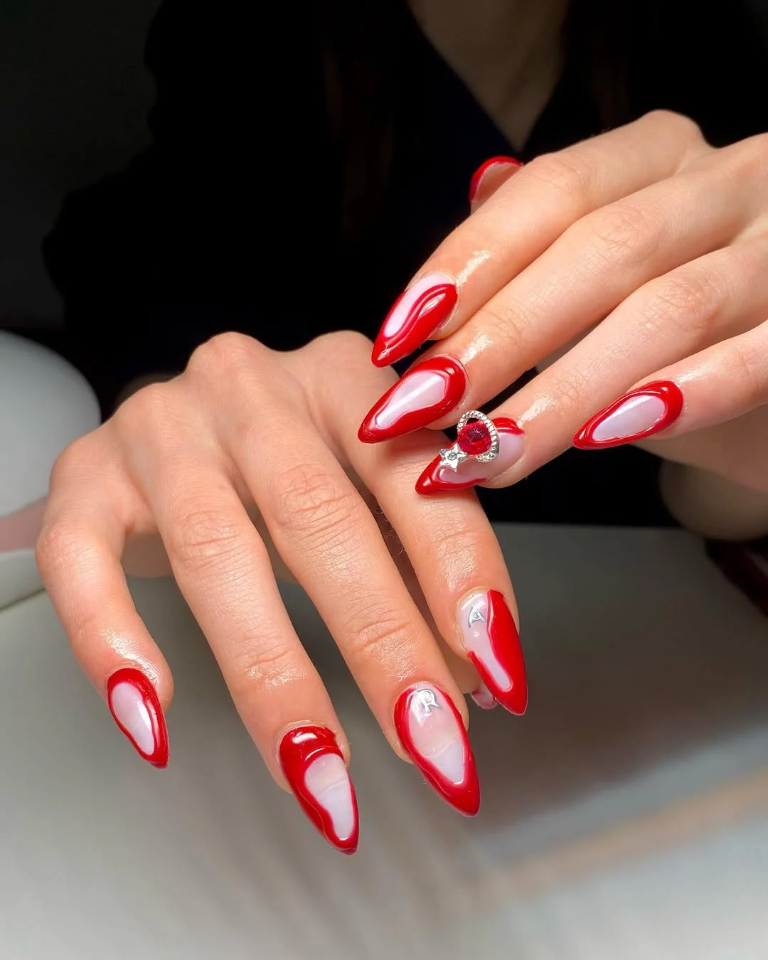 bright summer nails 2026 Cherry Red Reverse French With Statement Energy